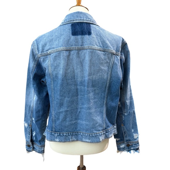 Hidden Jeans Cropped Denim Jacket Small Distressed Blue Trucker Cotton - Picture 7 of 11